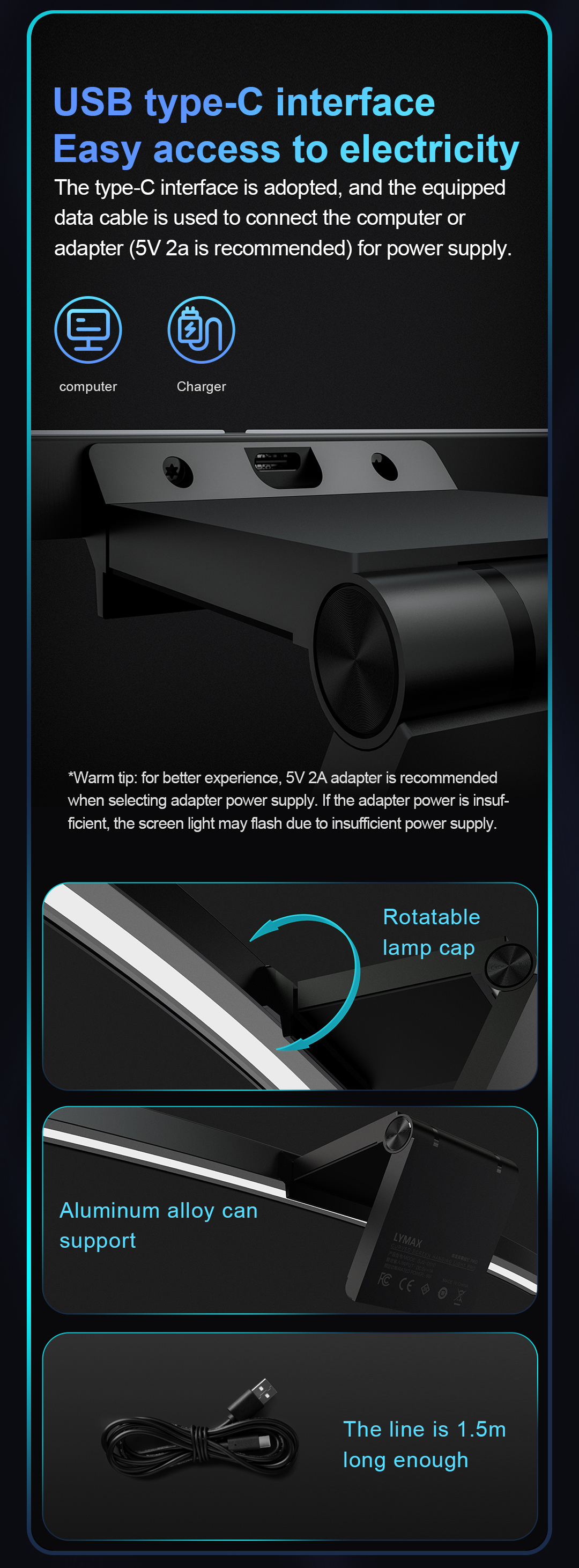 Monitor Light Bar YWD009 – monitor light detail 11